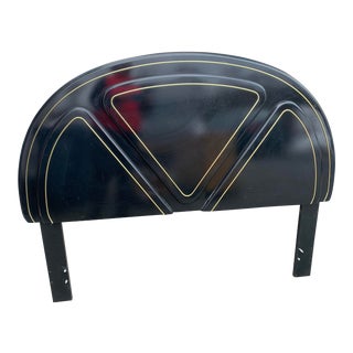 1980s Lane Black Lacquer Full Size Headboard For Sale