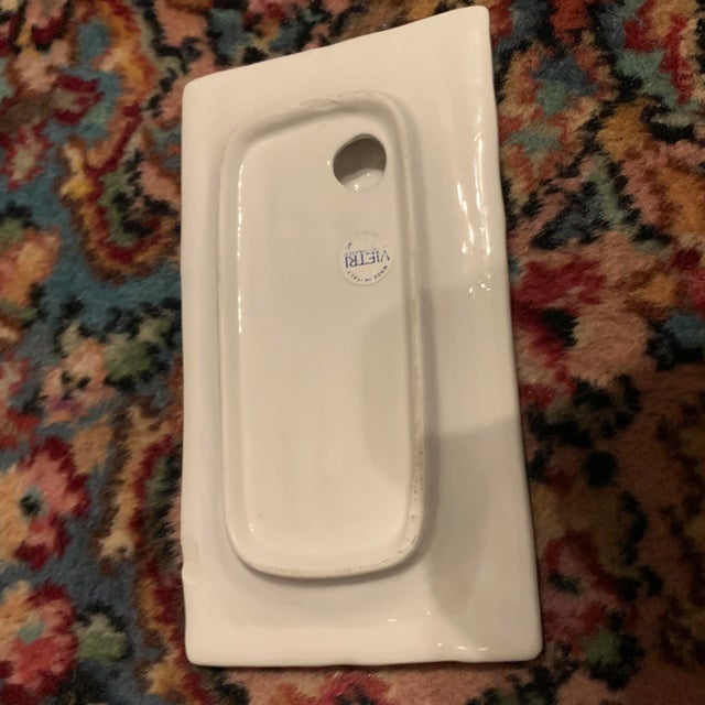 White Italian Majolica Vietri Frog and Faux Bois Plate For Sale - Image 8 of 13