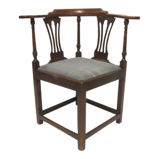 English Elm Country Corner Chair c 1800 For Sale