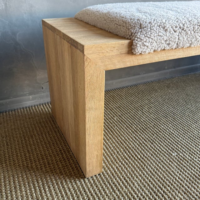 Casi Sheep Bench in White Oak and Natural Genuine Sheep Upholstery For Sale - Image 9 of 15
