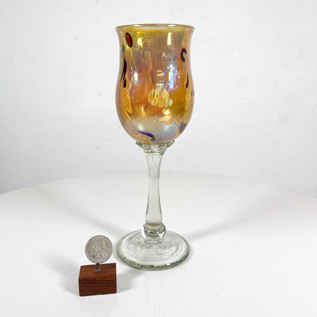 Amber Aaron Slater Studio Design Art Glass Sculptural Stem Wine Goblet For Sale - Image 8 of 9