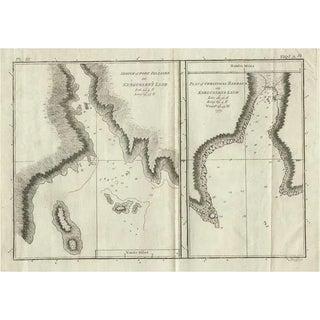 Antique Map of Port Pallisers & Kersmis by Cook, c.1781 For Sale