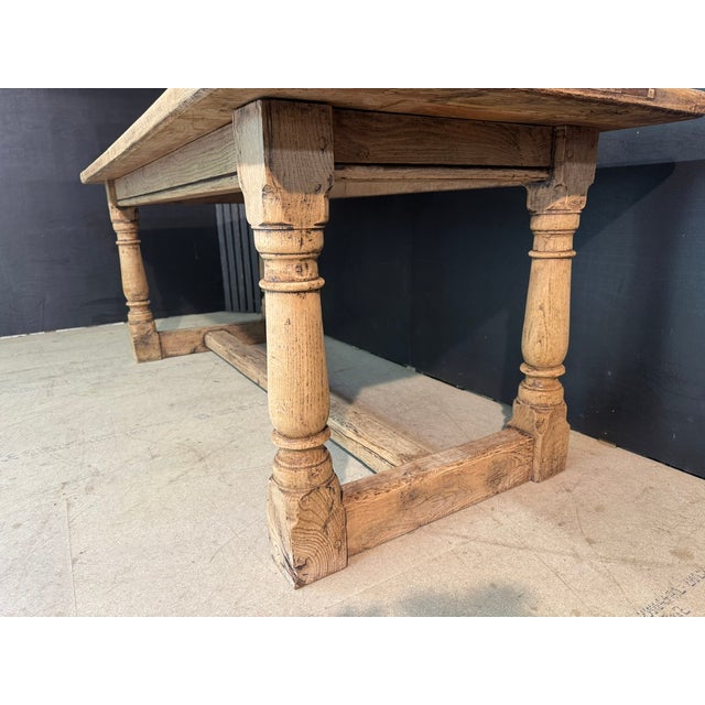 Bleached Oak Farmhouse Dining Table, 1920 For Sale - Image 6 of 18