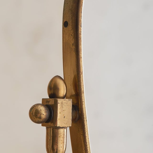 Italian Brass Vanity Mirror with White Marble Base, 1940s For Sale In Chicago - Image 6 of 11