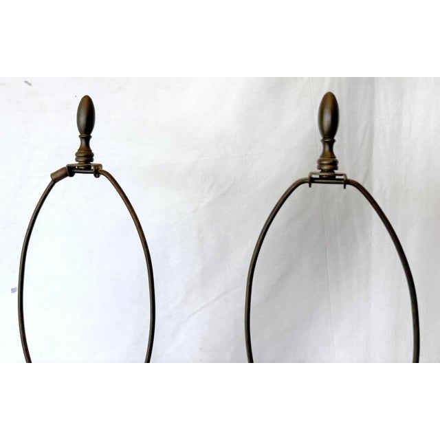 Antique Art Deco/ Hollywood Regency Style Alabaster Table Lamps With Bronze Figureheads- A Pair For Sale - Image 11 of 18