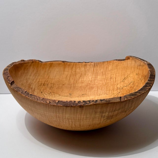 Handcrafted One-Of-A-Kind Spalted Maple Serving Bowl by Spencer Peterman, Signed For Sale - Image 9 of 9