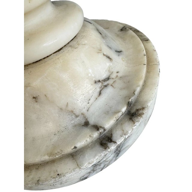 1980s Rustic Carved Alabaster Gueridon Small Occasional Table Stand For Sale - Image 11 of 15