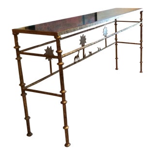 Hollywood Regency Style Antique Mirror Topped Custom Console For Sale