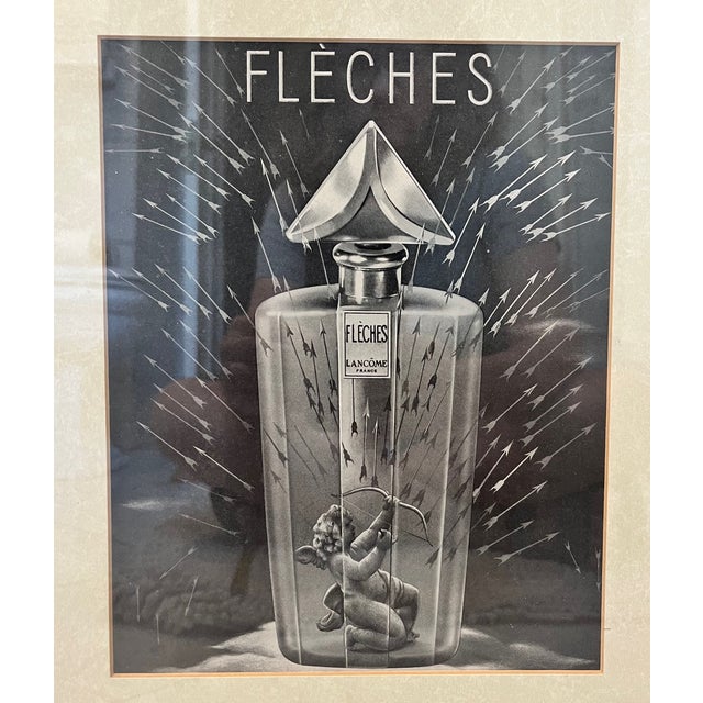 Art Deco Vintage Fleches Perfume Ad From France - Framed For Sale - Image 3 of 6