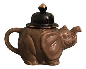 1960s Grey & Black Ceramic Elephant Teapot