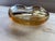 Beautiful Rare Champagne Colored Bullicante Controlled Bubble Ashtray, Bowl or Catchall. The shape is organic/free-formed....