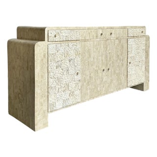 Vintage Boho Tessellated Stone Credenza For Sale