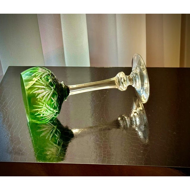 Green Massenet Crystal Hock Glasses by Saint-Louis, 1920, Set of 2 For Sale - Image 10 of 16
