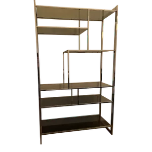 1970s Chrome and Smoked Glass Etagere Shelf Designed by Milo Baughman for Design Institute of Americ