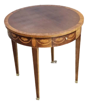 Late 20th Century Baker Federal Style Inlaid Mahogany Round Side Table