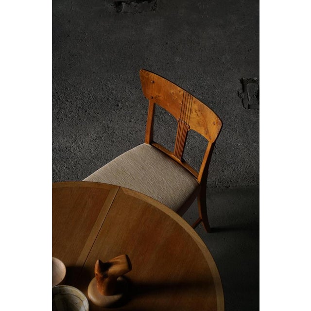 Brown Early 20th Century Art Nouveau Danish Dining Chairs in Burl & Velvet, 1920s, Set of 4 For Sale - Image 8 of 18