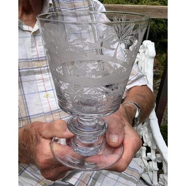 Large Georgian Dutch Flint Glass Rummer with Engraved Windmill & Farmhouse, 1750 For Sale - Image 3 of 14