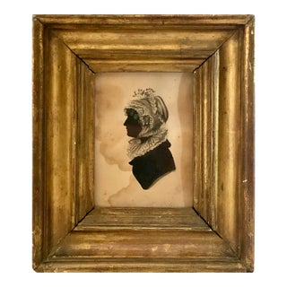19th-Century Framed Painted Silhouette of Martha Washington For Sale