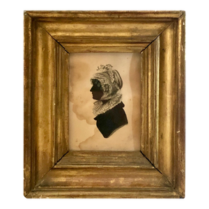 19th-Century Framed Painted Silhouette of Martha Washington