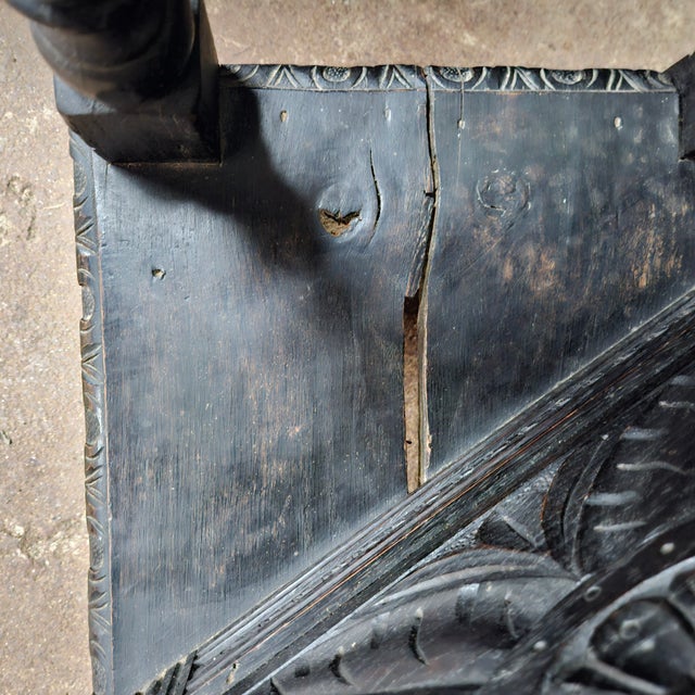 Brown Late 19th Century Carved Oak Victorian Hall Table With Mirror and Column Supports For Sale - Image 8 of 18
