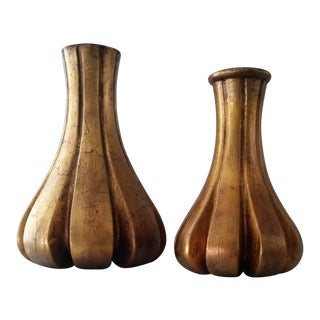 Mid-Century Modern Gold Decorative Vases - a Pair For Sale