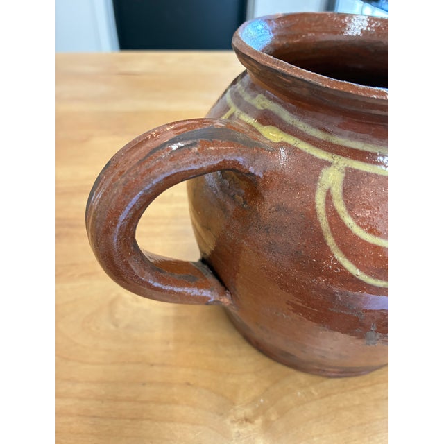 French Antique French Terracotta Pot With Hand-Painted Swag Design For Sale - Image 3 of 11