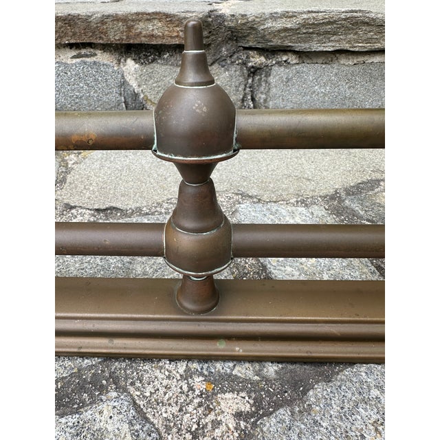 Vintage French Mid-Century Brass Fireplace Fender For Sale - Image 9 of 12