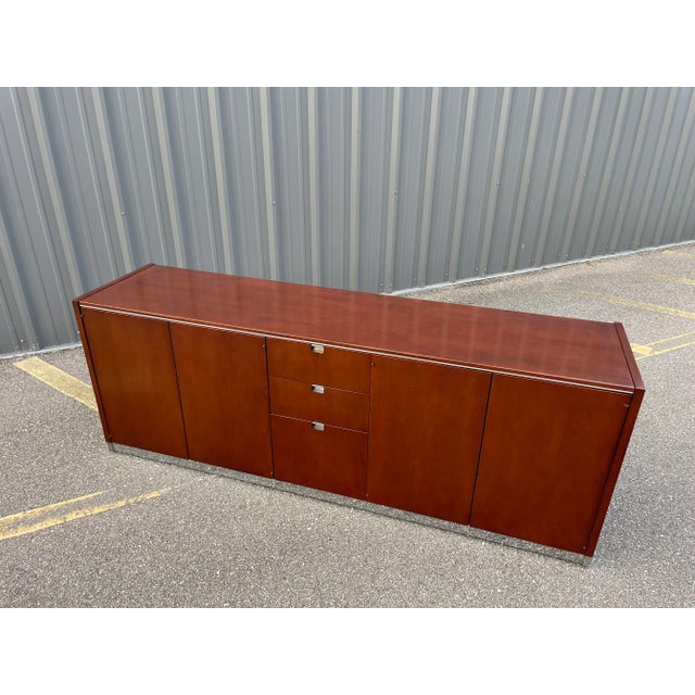 Mid-Century Modern Mid Century Sunar Wood & Chrome Credenza For Sale - Image 3 of 13