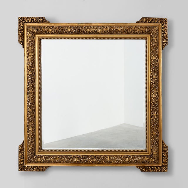20th Century Baroque Square Giltwood Mirror, 1950s For Sale - Image 12 of 12