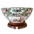 Wood 1970s Chinese Rose Medallion Hand-Painted Porcelain Punch Bowl With Carved Wood Stand For Sale - Image 7 of 13