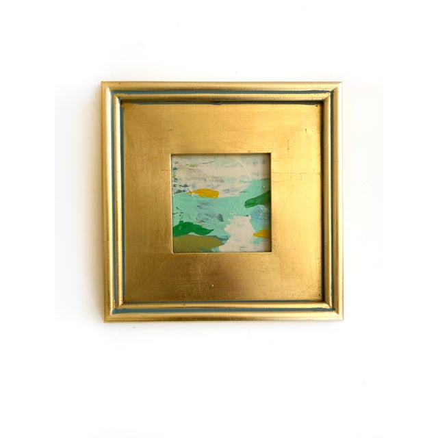 Abstract "Green Landscape" Pair of Framed Mini Paintings by Jessalin Beutler For Sale - Image 3 of 6