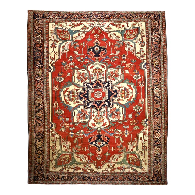 Antique Persian Serapi Rug 9’6" X 11’8” For Sale