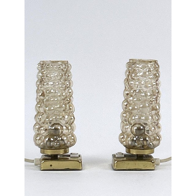 Brass & Bubble Glass Bedside Table Lamps from Teka, Germany, 1950s, Set of 2 For Sale - Image 11 of 18
