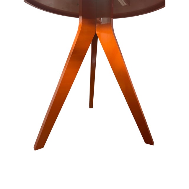 Orange Lacquer Round Table, 30 in Across, Glossy Finish, Splayed Legs ...