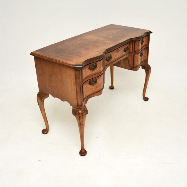 Queen Anne Figured Walnut Desk, 1930s For Sale - Image 3 of 11