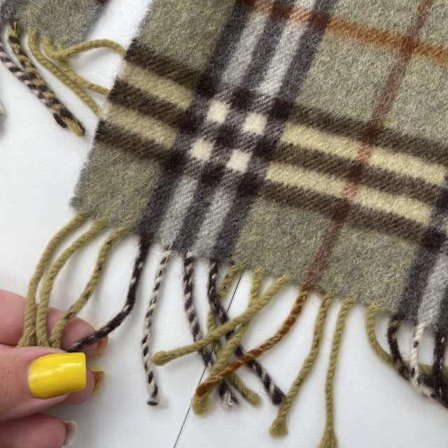 Burberry Green Plaid 90% Wool 10% Cashmere Scarf | Chairish