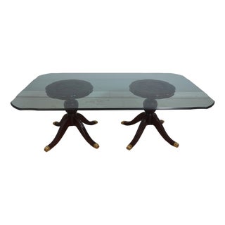 Lexington Duncan Phyfe Mahogany Glass Top Dining Room Table For Sale