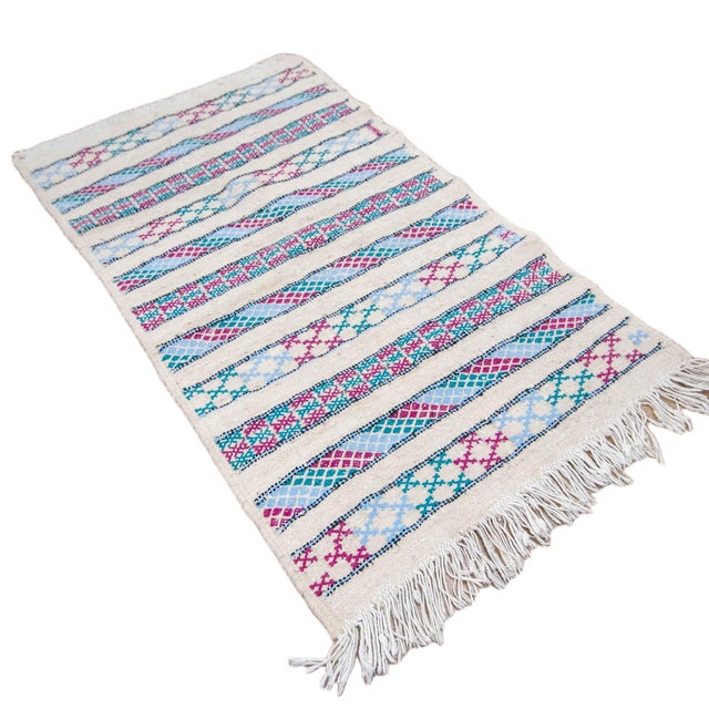Moroccan Kilim Bath Rug, Small Moroccan Rug Bathroom Mat, Handmade Gift 2x3.3 Ft For Sale - Image 3 of 11