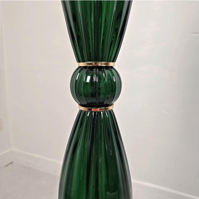 1980s Mid Century Modern, Murano Glass Green Floor Lamps - Pair For Sale - Image 11 of 15