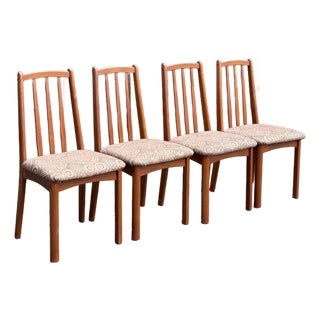 1980s Koda Woodcraft Danish Modern Teak Slat Back Side Dining Chairs -4 For Sale