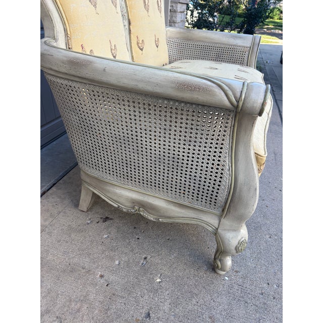 French Country Early 21st Century Upholstered Settee Loveseat For Sale - Image 3 of 12