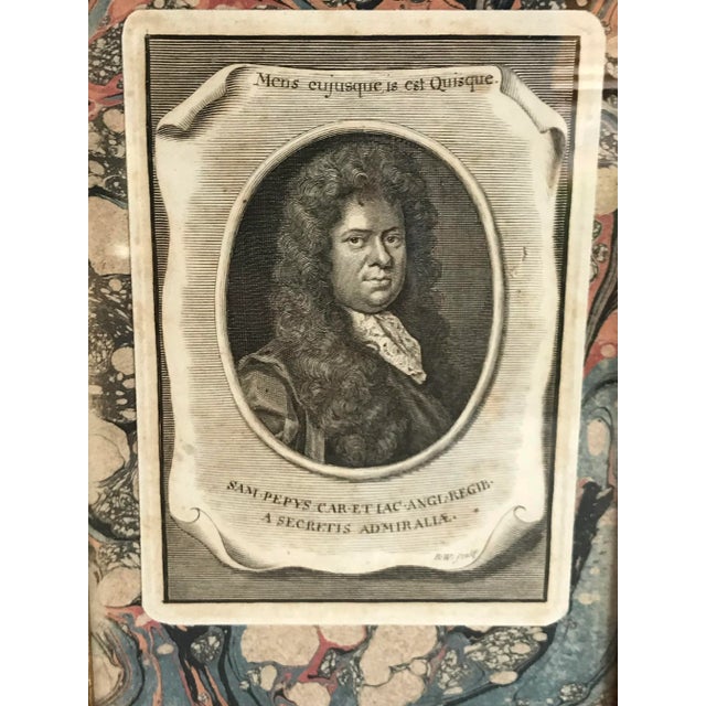 Small portrait engraving with marbleized mat. The piece dates back to the mid 19th century. This guy is small enough to...