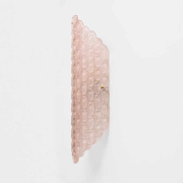 Pink Murano Glass Wall Sconces with Textured Relief, 2000s, Set of 2 For Sale - Image 4 of 10