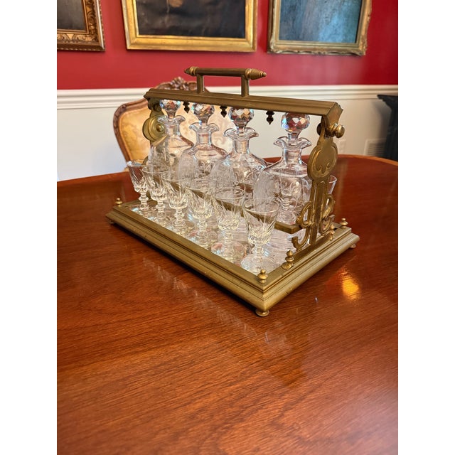 Metal Mid 19th Century Exquisite French Liquor Set Tantalus - 16 pcs For Sale - Image 7 of 8