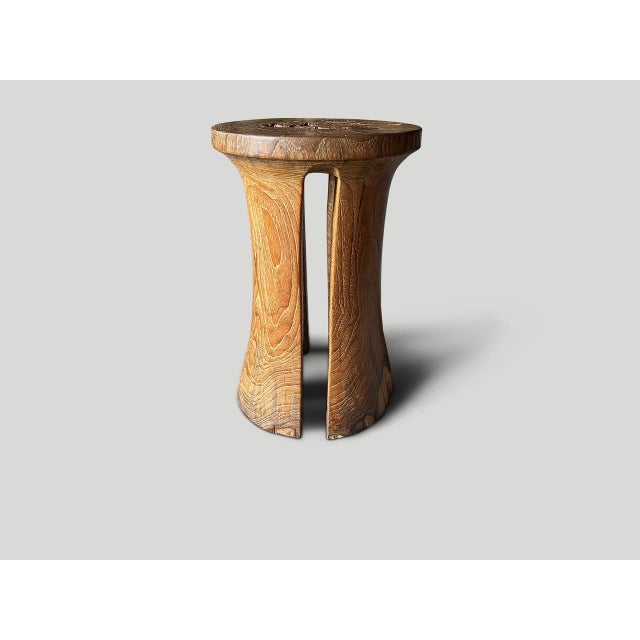 Andrianna Shamaris Sculptural Teak Wood Side Table or Pedestal For Sale - Image 11 of 18