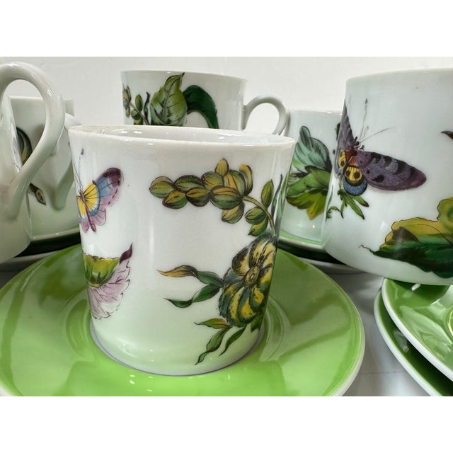1980s Vintage Mottahedeh Chelsea Botanical Cup & Saucer Set- 16 Pieces For Sale - Image 5 of 7