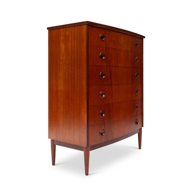 Mid-Century Modern Vintage Danish Mid-Century Teak Six-Drawer Tallboy Dresser For Sale - Image 3 of 7
