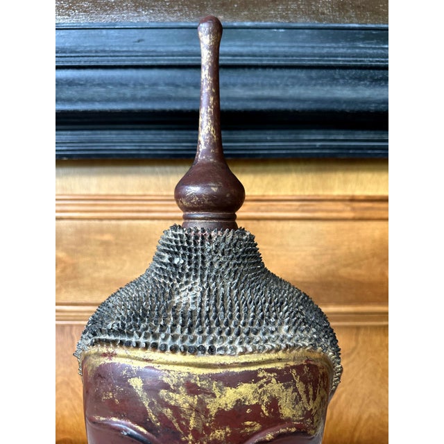 Antique Burmese Lacquer and Gilt Buddha Head Sculpture For Sale - Image 18 of 18