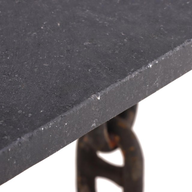 Pair of Brutalist Blue Stone Top Chain Consoles, C. 1970 For Sale In Philadelphia - Image 6 of 7