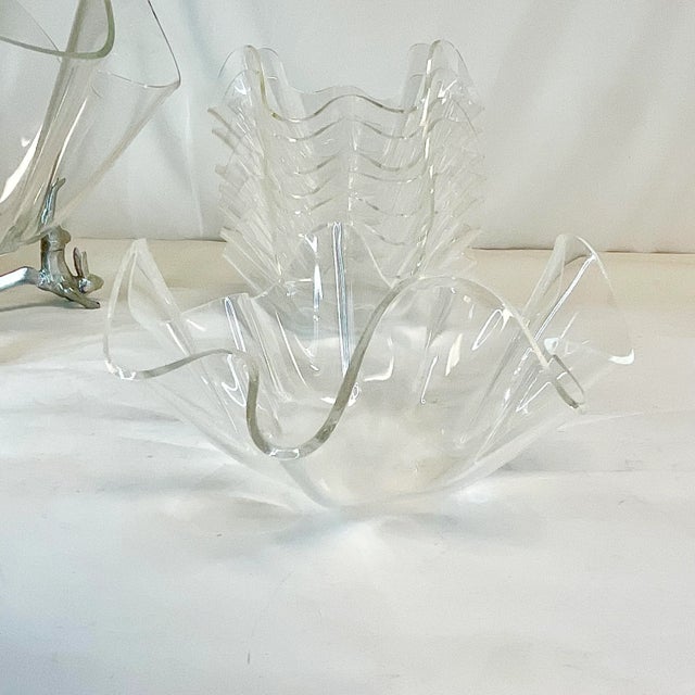 1986 Vintage Hollywood Regency Arthur Court Bunny Base & Lucite Salad Bowls - 10 Piece Set, Easter For Sale - Image 12 of 12